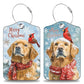 Christmas Dog and Red Cardinal Bird Set of 2 Luggage Tags for Suitcases Leather Suitcase Tags Identifiers with Privacy Name Label and Stainless Steel Loop for Women Men Travel Luggage Accessories (2 Count)