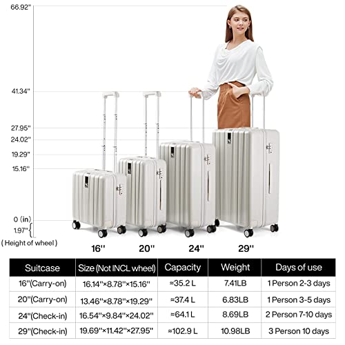 29 Inch Luggage Suitcases With Spinner Wheels Lightweight PC hardside Rolling Suitcase With Travel Lock