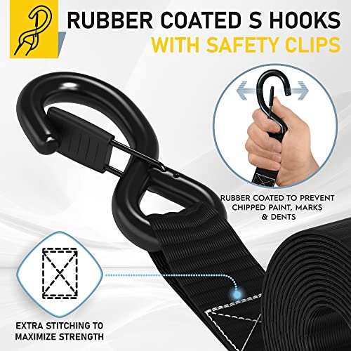 Heavy Duty Ratchet Straps & Soft Loops (4 count)