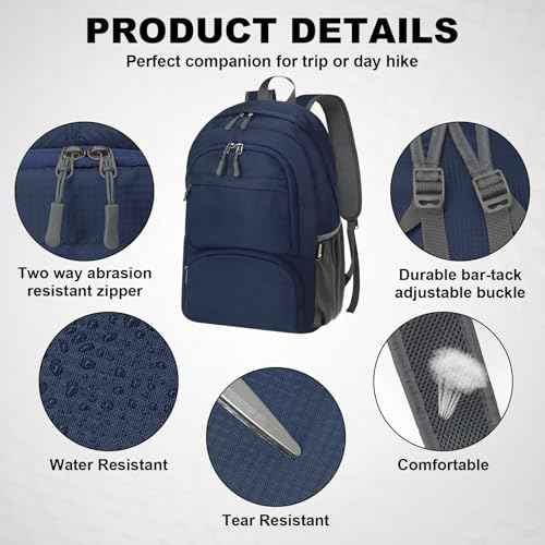 20L lightweight packable Hiking Daypack Foldable Backpack for Men Women Small Travel Outdoor Foldable Shoulder Bag