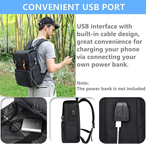 Laptop Backpack Men Women Vintage Backpack Bookbag College Backpacks Stylish Backpack Black Fits 15.6 Inch Laptop