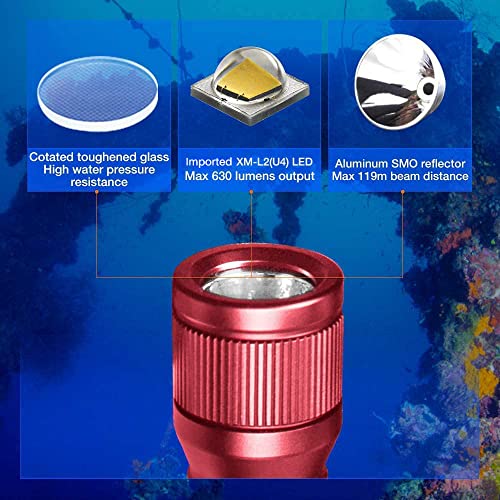 D560 Mini Scuba Dive Light with 360° Rotatable Mask Clip