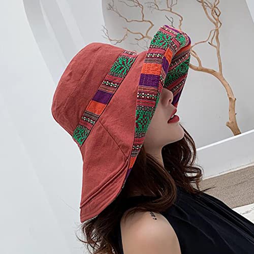 Women Summer Wide Brim Sun Hat Bucket Fishing Hats UV Protection