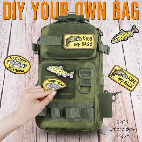 Small Fishing Backpack with Tackle Boxes Fishing Sling Bag DIY Embroidery Patches Tackle Bag Gift for Men Green