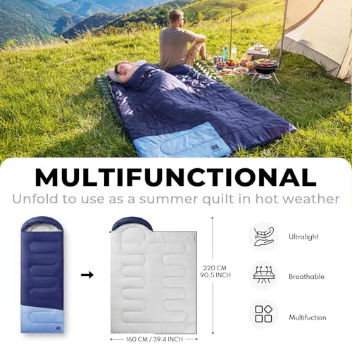 Lightweight Warm Weather Sleeping Bag for Adults
