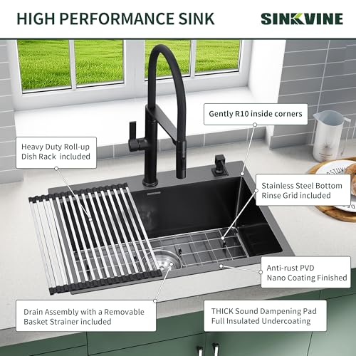 18 Inch Black Bar Sink Drop