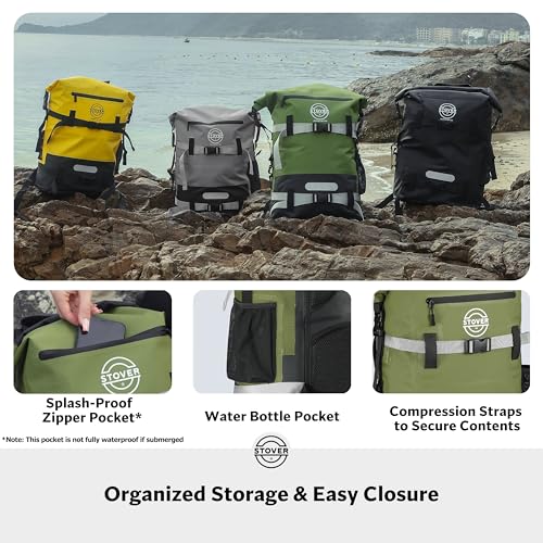 30/40/55L Waterproof Dry Backpack & Phone Case - Large Floating Dry Bag for Kayaking, Travel, Hiking, Fishing, Camping, Motorcycles & Beach, Heavy-Duty Roll Top Men/Women (Green)