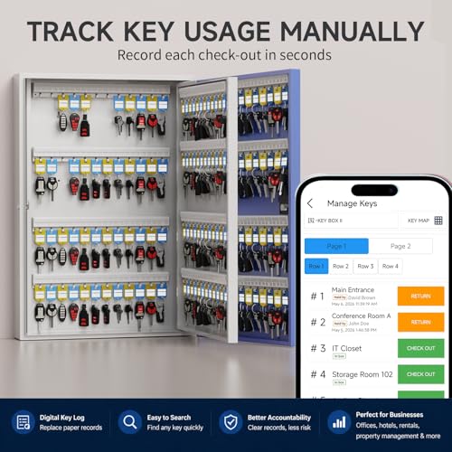192 Key Lock Box Smart Key Organier Cabinet with Keypad & App for Office