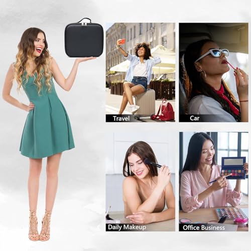 Travel Makeup Bag with LED Mirror Travel Makeup Organizer with 3 Lighted Settings