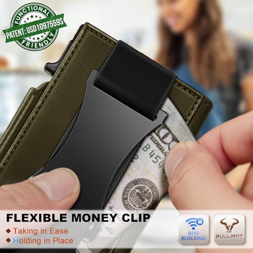 Men Slim Leather Wallet Metal Case Money Clip