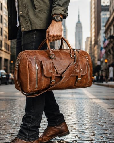 24 Inch Leather Duffle Bags for Men Large Full
