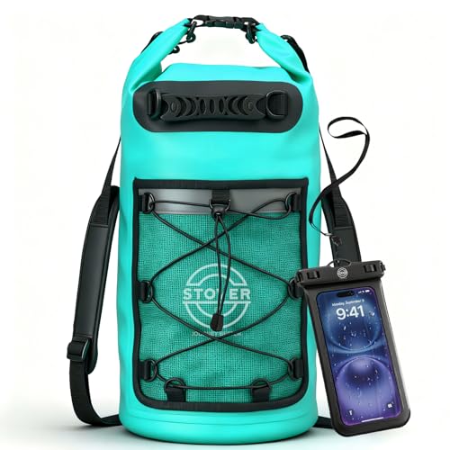 5/10/25/30/40L Waterproof Dry Backpack & Phone Case- Large Floating Dry Bag for Kayaking, Travel, Hiking, Fishing, Camping, Motorcycles & Beach, Heavy-Duty Roll Top Men/Women (Teal)