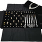 Velvet Travel Jewelry Case Roll Bag Organizer for Necklace Bracelet Earrings Ring (Black) (Black(2+6+6))