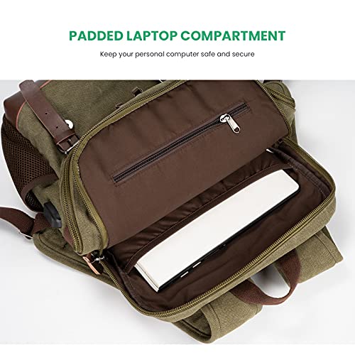 Vintage Canvas Backpack with USB Charging Port