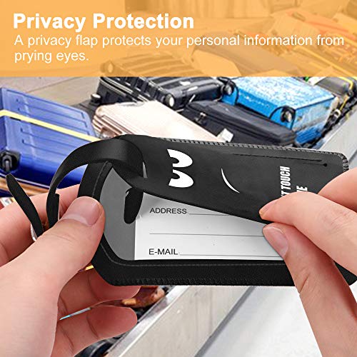 2 Pack Luggage Tags Leather Name ID Labels with Privacy Cover (2 Count)