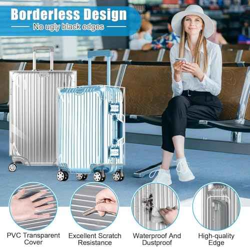3 Pieces Clear PVC Suitcase Cover Tough Protector