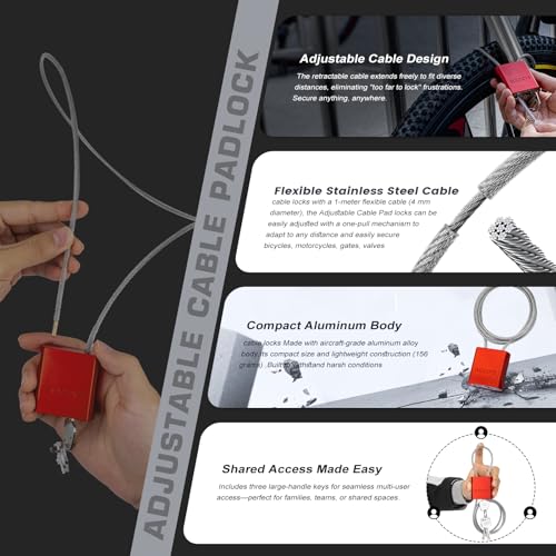 Cable Padlock with 3 Keys