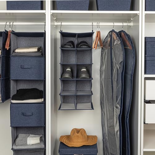 Hanging Cotton Blend and Plastic Closet Shoe Organizer with 10 Storage Compartments