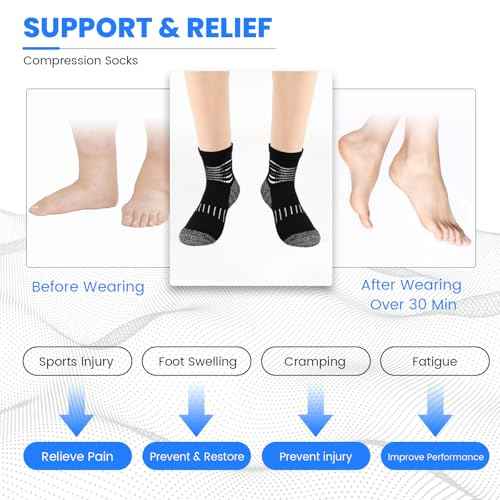 Ankle Compression Socks for Men Athletic Running Socks with Cushioned Support 5 Pairs