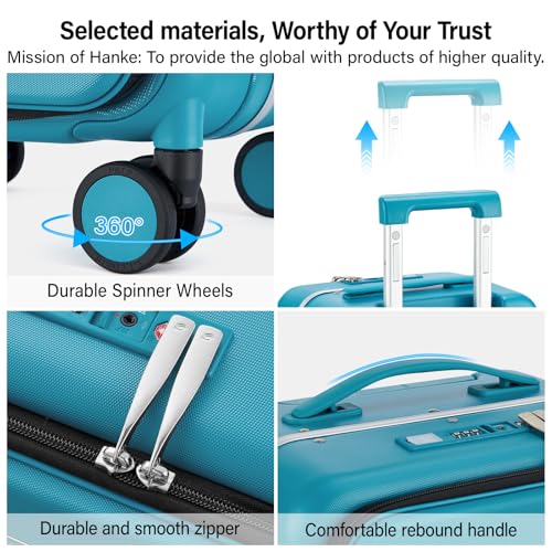 24 Inch Checked Luggage with Cup Holder and USB Ports