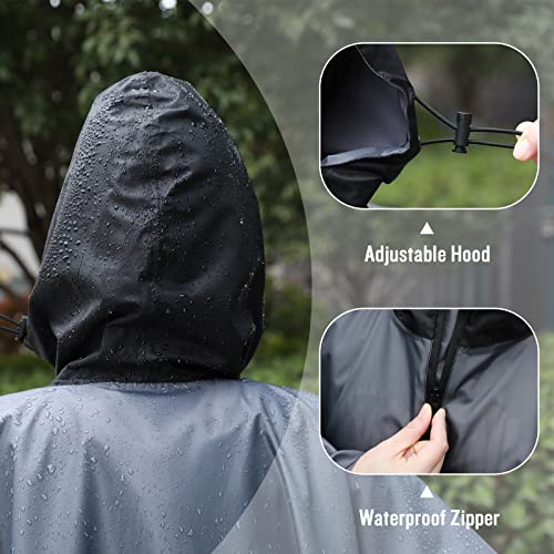 Adults Rain Poncho Waterproof Raincoat Women Gradient Hood with Pocket