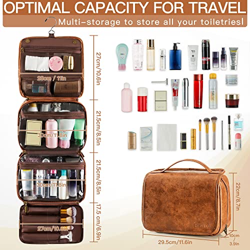 Hanging Toiletry Bag for Men PU Leather Shaving Dopp Kit