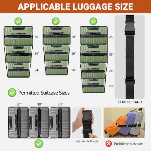 5 Pcs Adjustable Luggage Straps for Suitcases