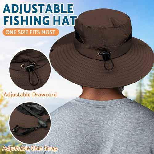Sun Hats for Men Women Wide Brim Bucket Hat Brown