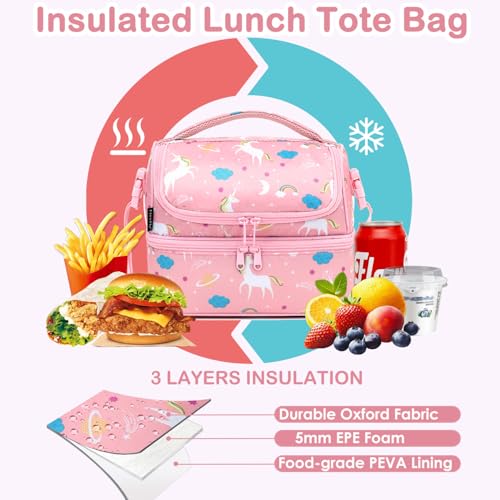 Kids Double Decker Cooler Insulated Lunch Bag Large Tote for Boys