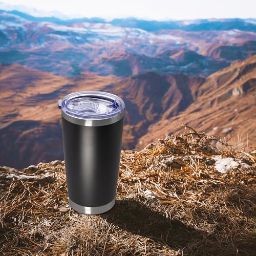 20oz Tumbler Insulated Coffee Tumblers with Lid Stainless Steel Black 1P