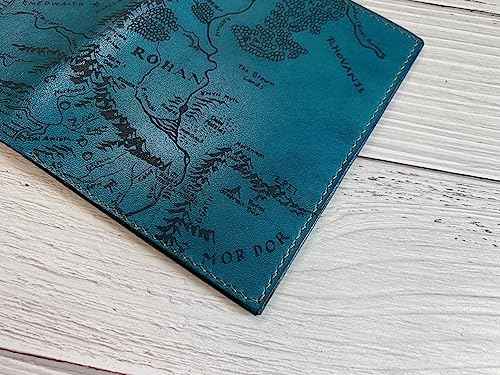 Handmade genuine Leather Wallet Map engrave