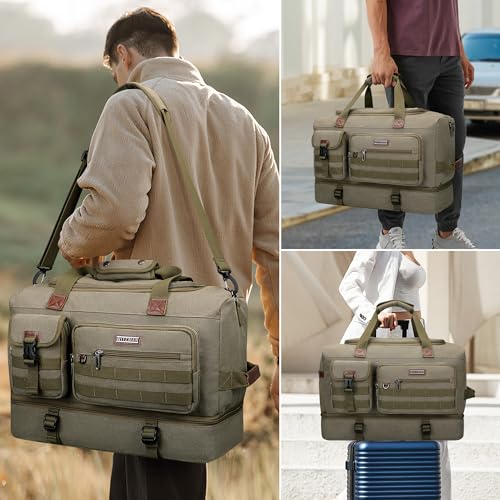Duffle Bag for Men 60L Travel Canvas Weekender with Toiletry Bag