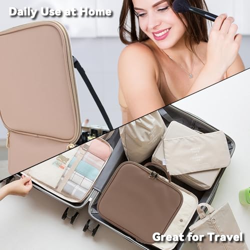 Travel Makeup Bag with LED Mirror and 10x magnifying glass with 3 Lighted Settings