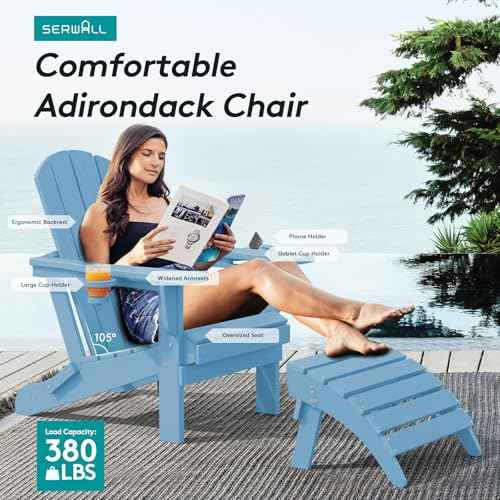 Outdoor Adirondack Chair Set of 4 with Cup Holders (4 Count)