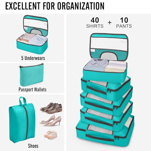 10 Set Packing Cubes for Travel Essentials (10 Count)