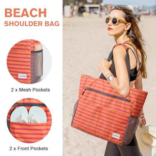 Beach Bag Waterproof Sandproof Large Capacity Foldable for Women