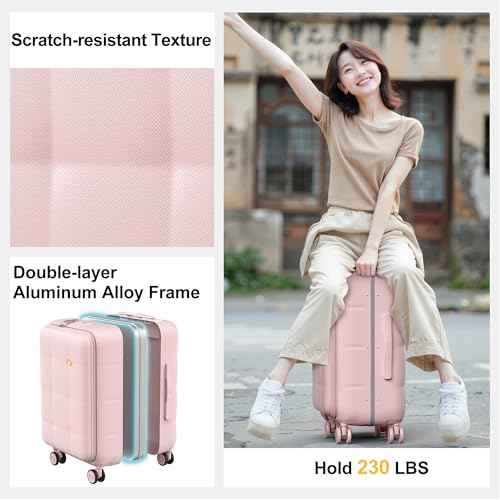 24 Inch Checked Luggage Hard Shell Suitcase Top Opening Suitcases