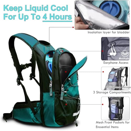 Insulated Hydration Backpack Pack with 3L BPA Free Leak Proof Water Bladder