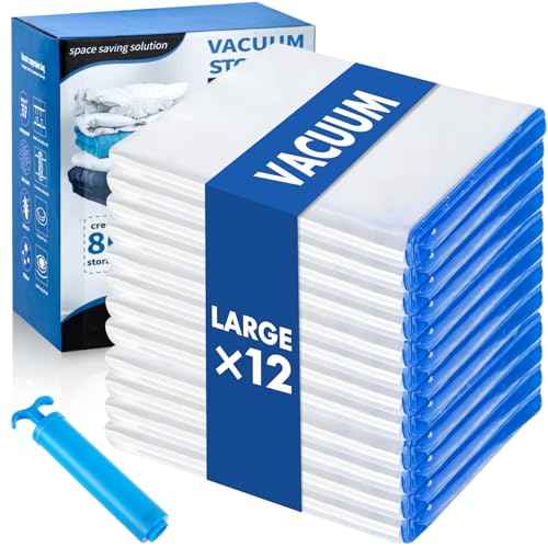Vacuum Storage Bags with Hand Pump (12 Count)