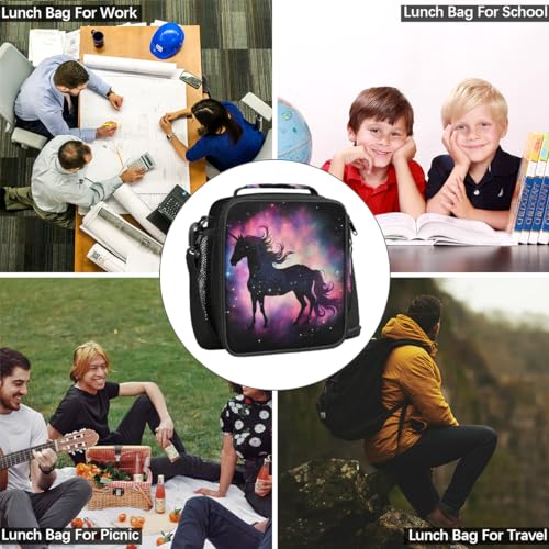 Rainbow Galaxy Animal Unicorn Lunch Bag Box for Kids Boys Girls Insulated Lunch Tote Bag with Adjustable Shoulder Strap Reusable Waterproof Thermal Cooler Bag for School Work Picnic Women Men (Z08:Rainbow Galaxy Animal Unicorn)