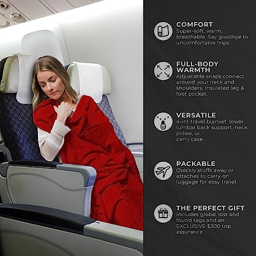 Lightweight Airplane & Travel Blanket with Foot Pockets