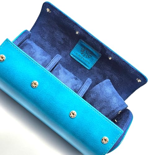 Genuine Napa Leather Watch Roll Travel Case for 3 Watches