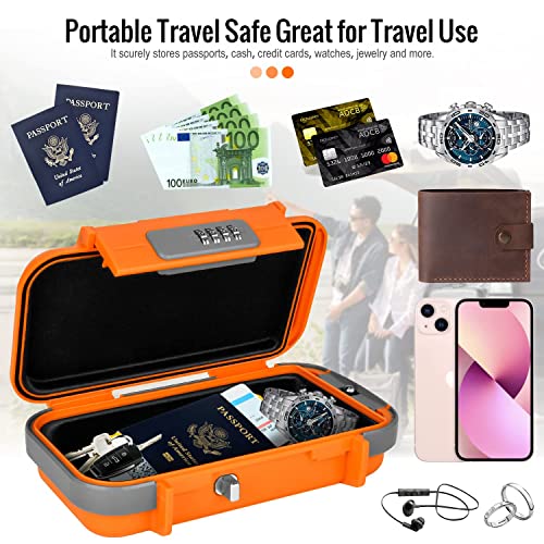 Portable Safe Lock Box with Combination Lock Mini Beach Travel Safe Waterproof Small Lockable Box with Removable Wire Rope Combination Safe Box for Dorm