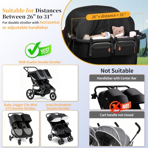Double Stroller Organizer with 2 Cooler Pockets (16 liter(s))