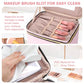 Large Makeup Bag with Mirror Double Layer Travel Make Up Organizer Case