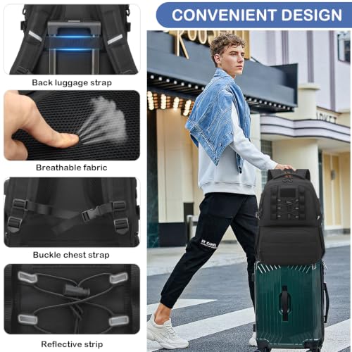 40L Laptop Lunch Backpack for Men with Lunch Compartment and USB Port