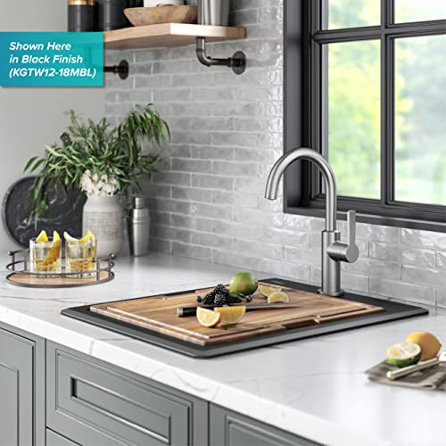 Bellucci 18 inch Granite Workstation Drop In Top Mount Single Bowl Kitchen Sink in Metallic Grey with Accessories