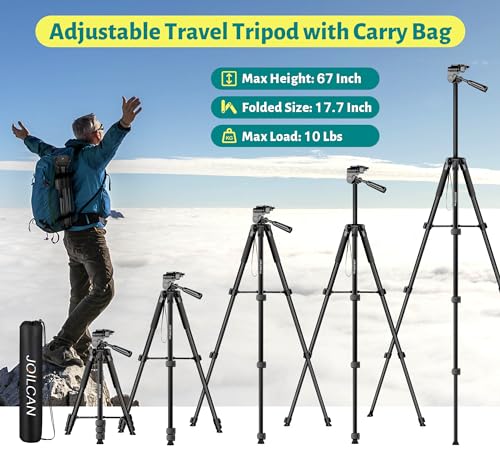 Phone Tripod 67" Camera Tripod Stand for iPhone iPad