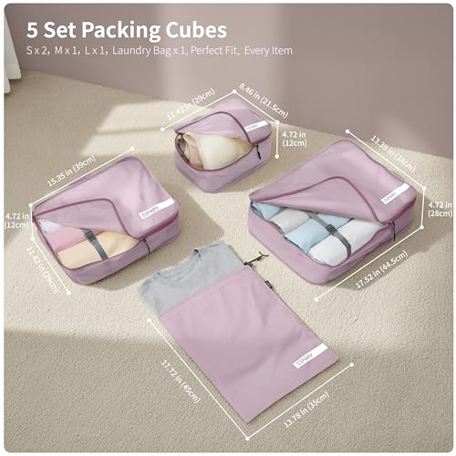 Travel Packing Cubes for Women 5 Set Mauve Pink