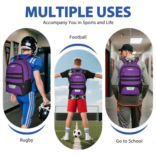 Soccer Backpack Bag with Ball Holder Ventilated Shoe Compartment Large Capacity Sports Gear Bag for Basketball Volleyball Gym